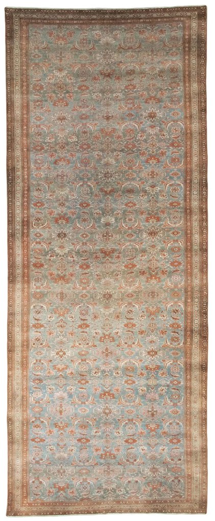 Hamedan Tappeto 500 x 200 Blu (Iran) Annodato A Mano