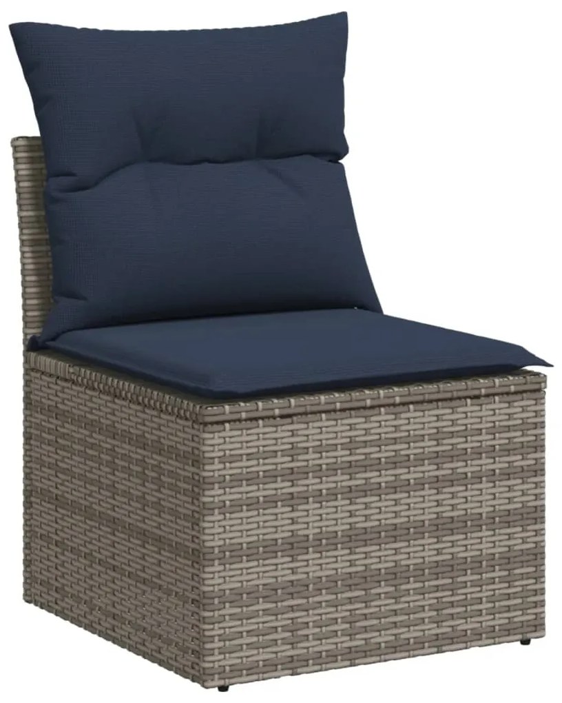 Set divani da giardino 4 pz con cuscini in polyrattan grigio