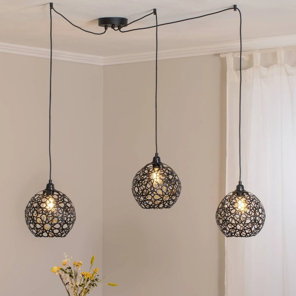 Lampada a sospensione Fellini MR-897 Opviq, dimmerabile, Nero, Soggiorno / Sala da pranzo, Metallo, Moderno, Lampada a sospensione