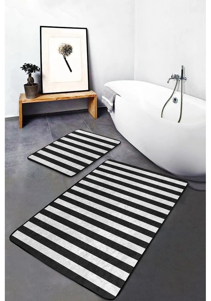 Tappetini da bagno bianco-nero in set da 2 100x60 cm - Minimalist Home World