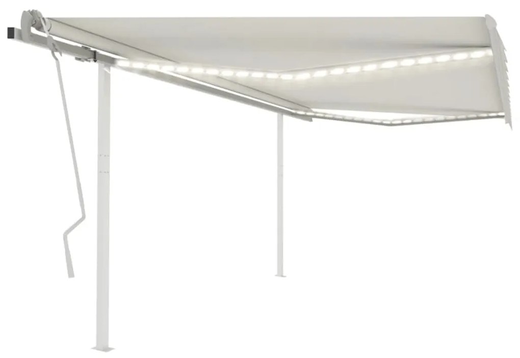 Tenda Da Sole Retrattile Manuale Con Led 4,5x3 M Crema /