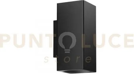 Applique a parete duduk quadrata nera 2 luci attacco gu10 10x8x18cm...
