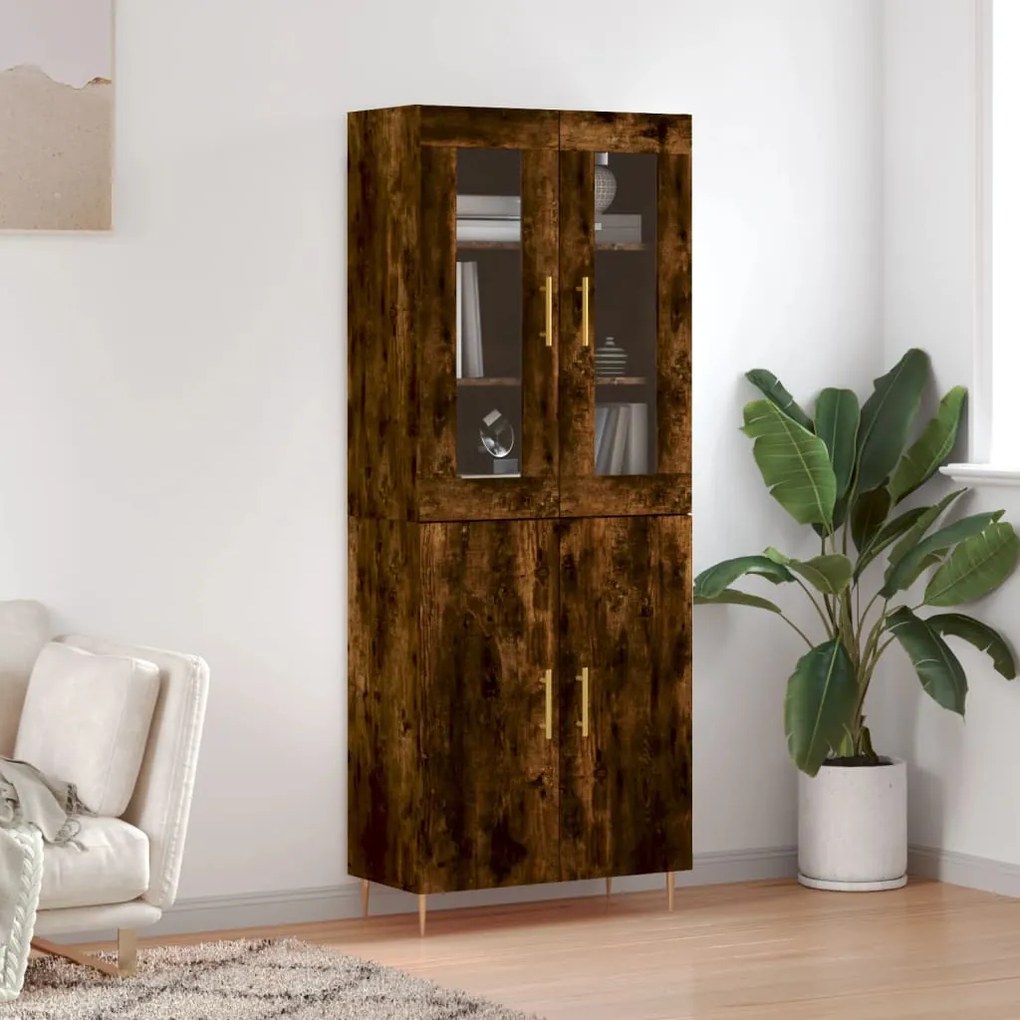Credenza Rovere Fumo 69,5x34x180 Cm İn Legno Multistrato /