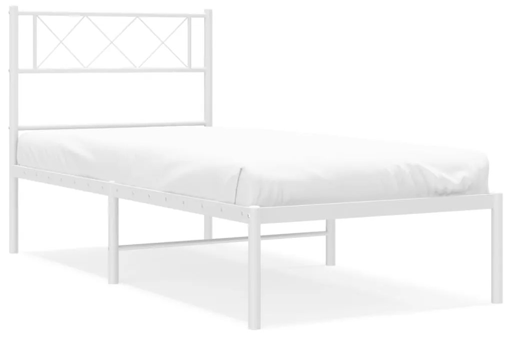 Giroletto con testiera metallo bianco 107x203 cm