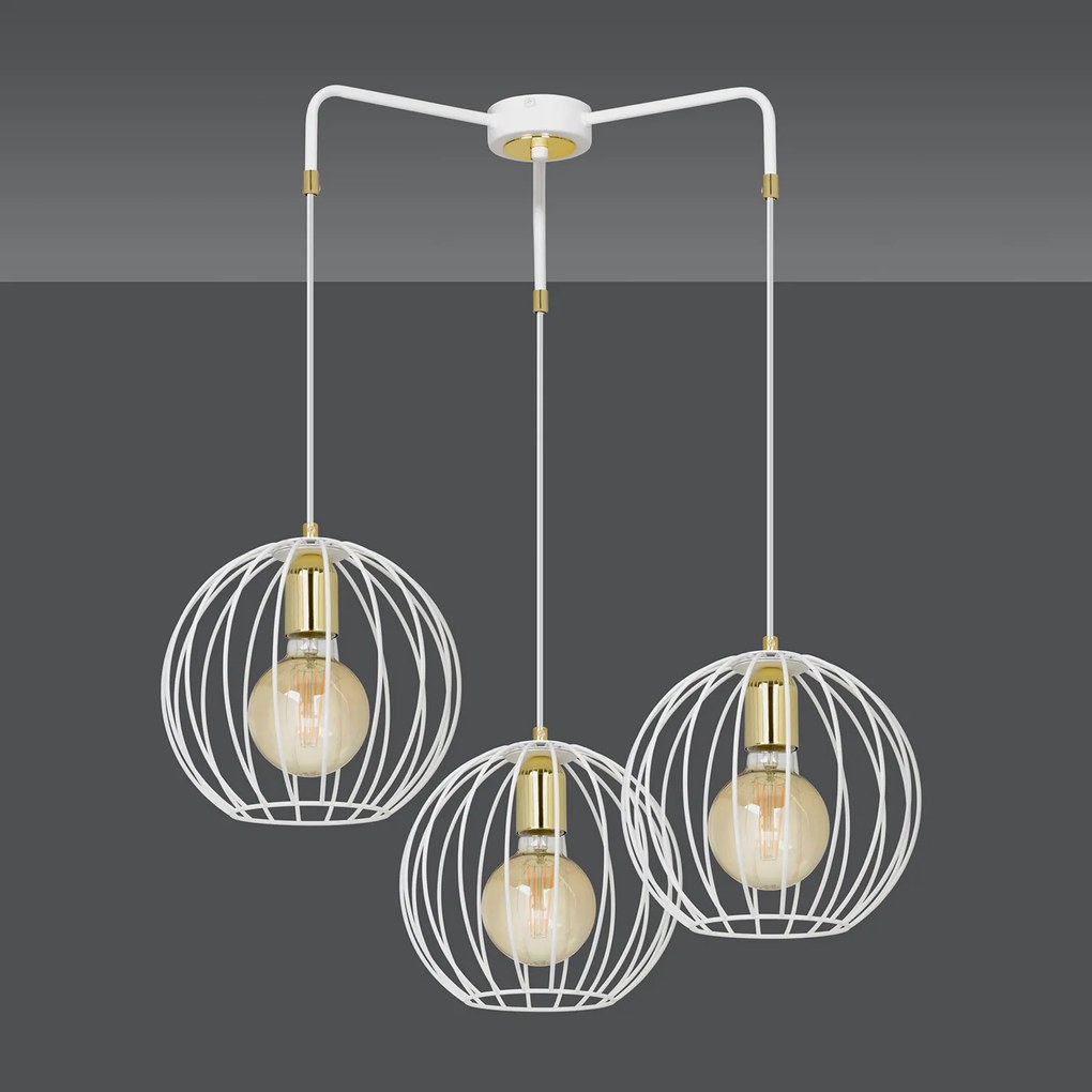 Lampadario Contemporaneo Omoikane Acciaio Bianco 3 Luci E27 Ip20
