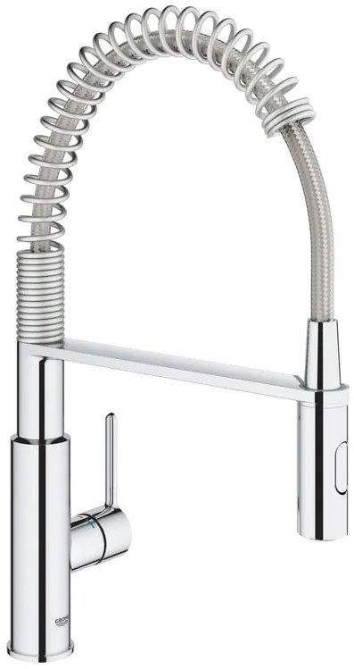 Rubinetto da cucina con doccetta a collo di cigno Get Clova argento cromato lucido GROHE