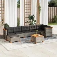 Set Divano da Giardino 8 pz con Cuscini Grigio in Polyrattan 3261930