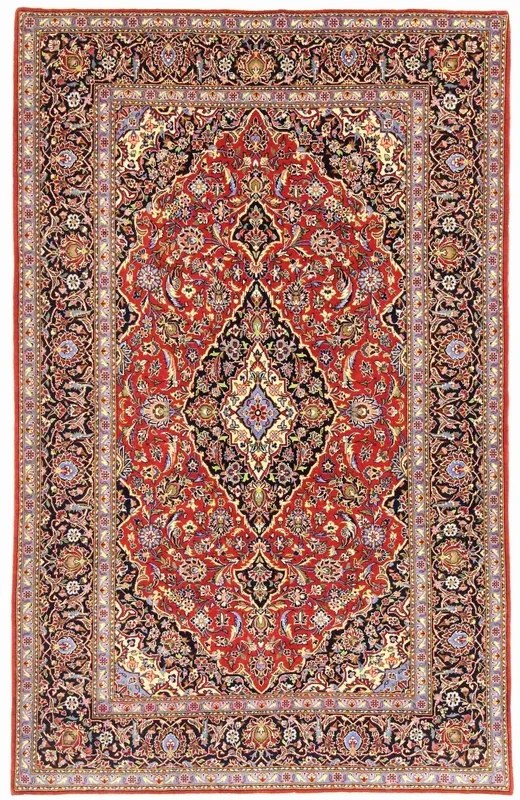Kashan Tappeto 140x230 Rosso (Iran) Annodato A Mano