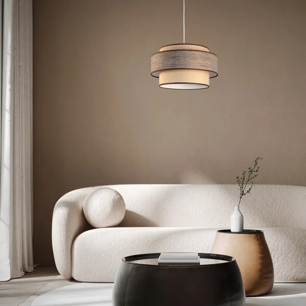 Lampadario a sospensione con filo GRACE 1xE27/60W/230V diametro 40 cm beige/marrone
