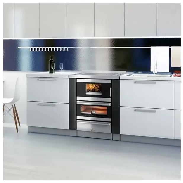 Cucina A Legna Da Incasso Con Forno Ventilato 6,2 kW Kook 60 Cadel Antracite