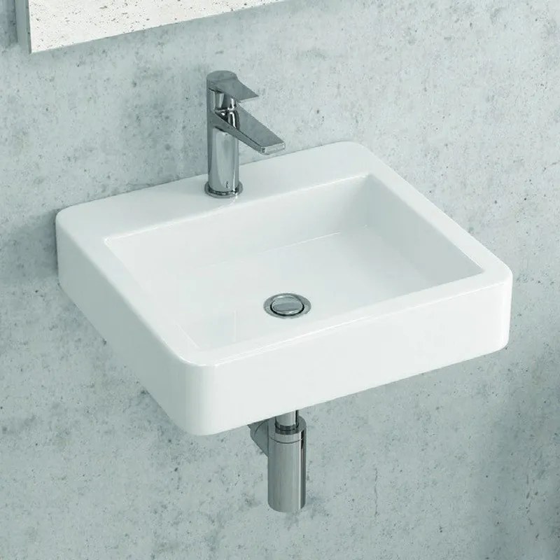 Lavandino bagno design piccolo 45cm in ceramica bianca |Litos-540 - KAMALU