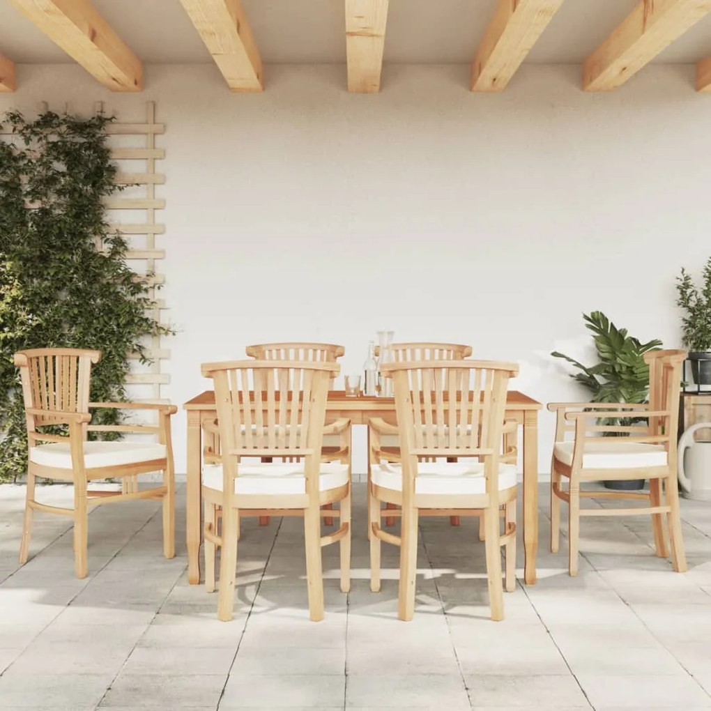 Set Da Pranzo Da Giardino 7 Pz İn Legno Massello Di Teak /