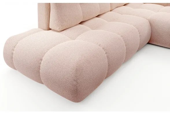 Divano letto angolare imbottito con contenitore a L ALMADA, lato destro, rosa