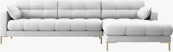 Divano angolare 5 posti in tessuto Bouclé gambe oro - L293 cm