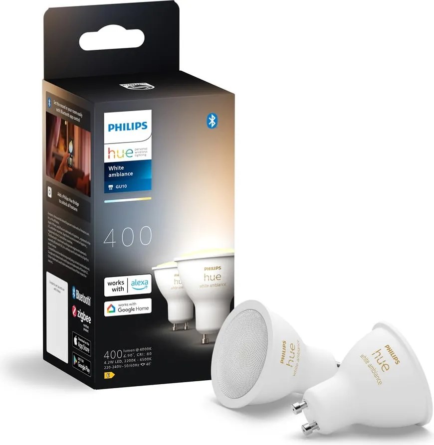 Lampadine intelligenti a LED in set di 2 GU10, 4 W White ambiance - Philips Hue