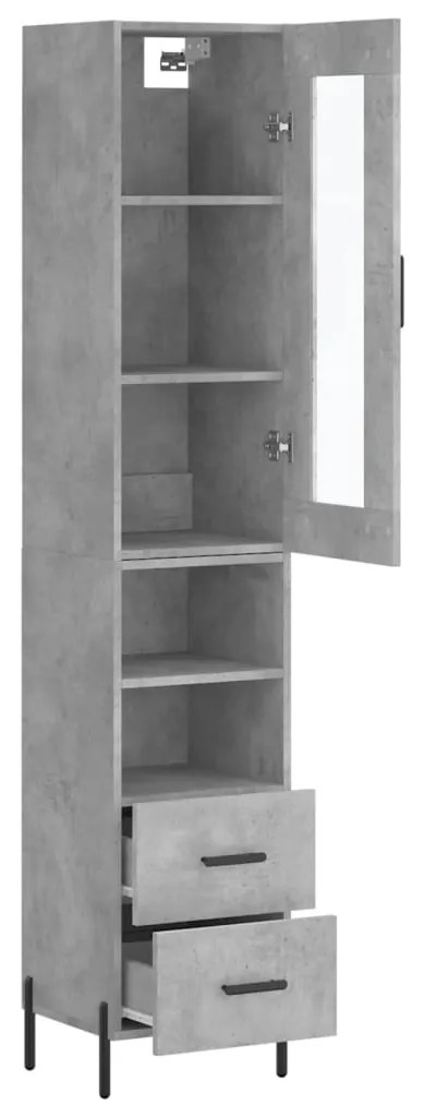 Credenza grigio cemento 34,5x34x180 cm in legno multistrato