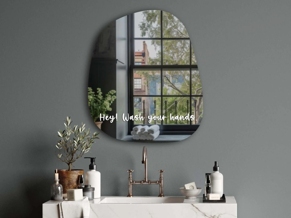 Adesivo per specchio S32 – Hey! Wash your hands.