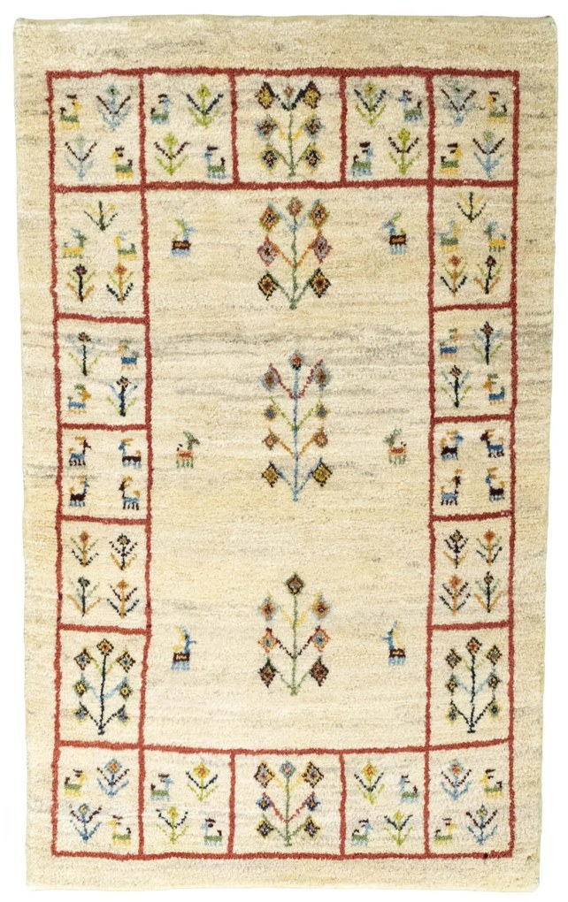 Gabbeh Tappeto 80x130 Beige (Iran) Annodato A Mano