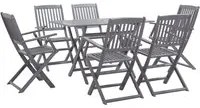 Set da Pranzo per Giardino 7 pz Legno Massello di Acacia Grigio 278922