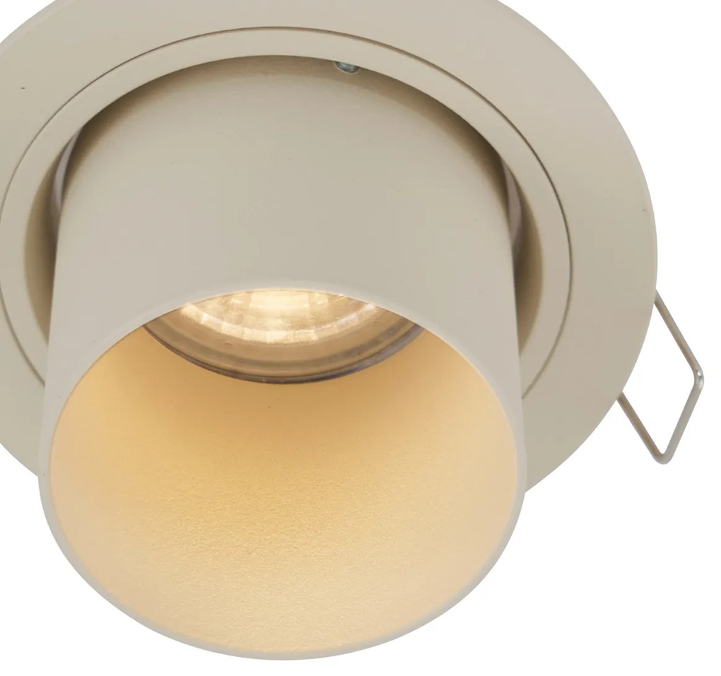 Set di 6 faretti da incasso beige GU10 50mm rotondi orientabili e inclinabili - Installa