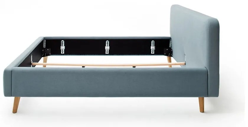 Letto matrimoniale imbottito blu/grigio 180x200 cm Mattis - Meise Möbel