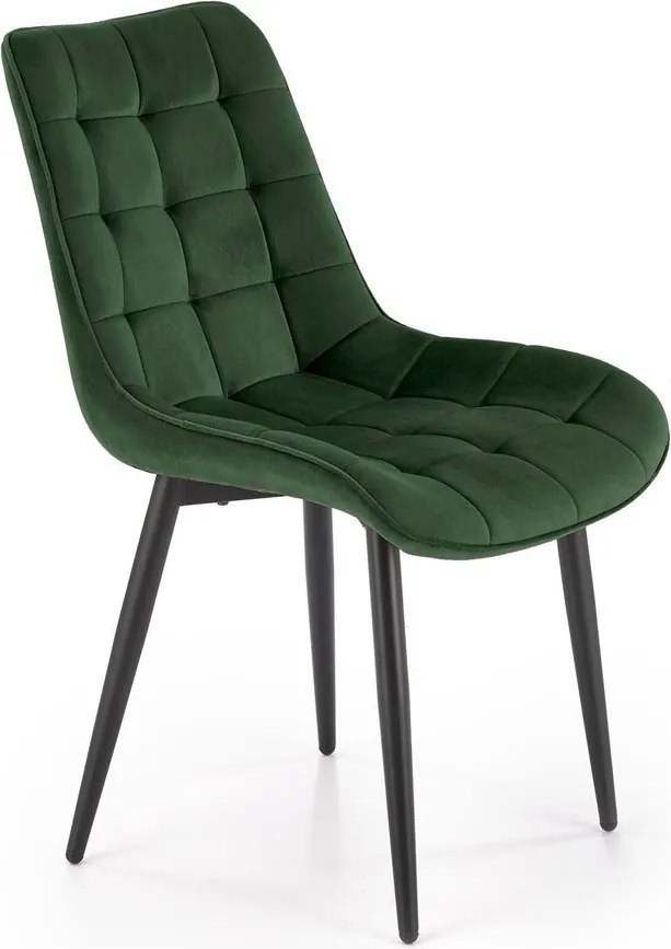 Sedia K580 in velluto verde scuro e gambe nere – 51×61×85 cm