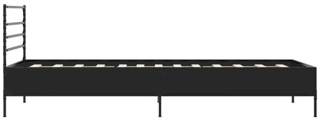 Giroletto nero 90x190 cm in legno multistrato e metallo