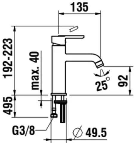 LAUFEN H3110810811201 - Rubinetto del lavandino LUA 19,2 cm opaco nero
