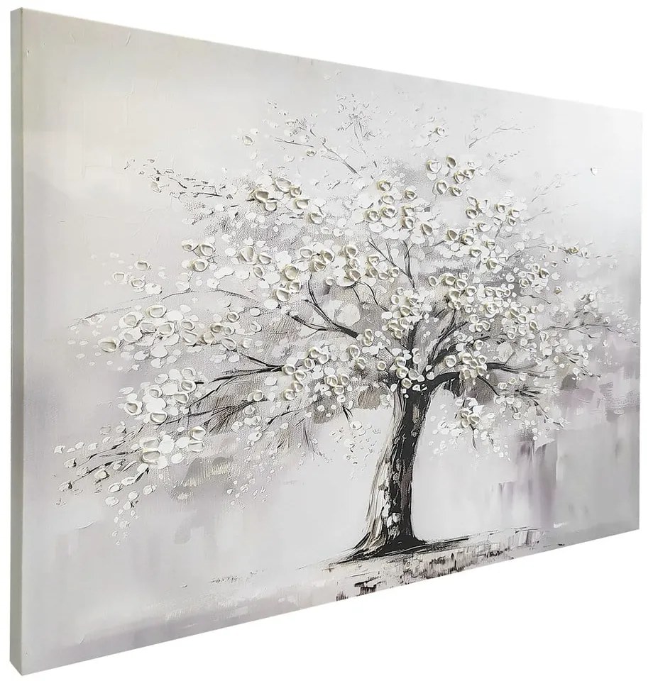 Quadro con elementi dipinti a mano 70x100 cm White Tree – Styler