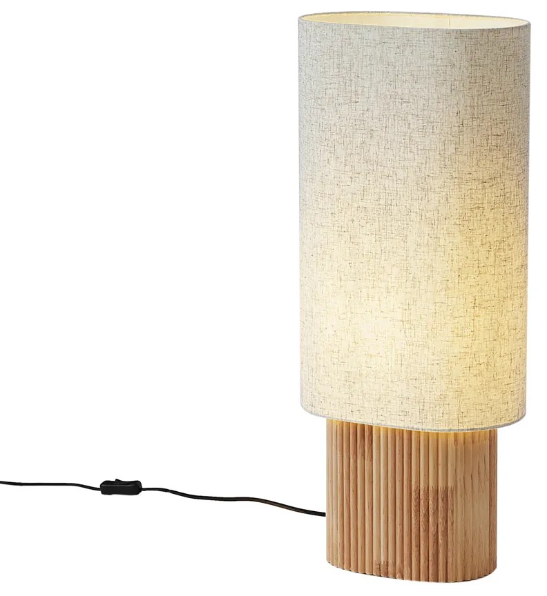 Lampada da tavolo Japandi in legno con paralume in lino 70 cm - Lamel