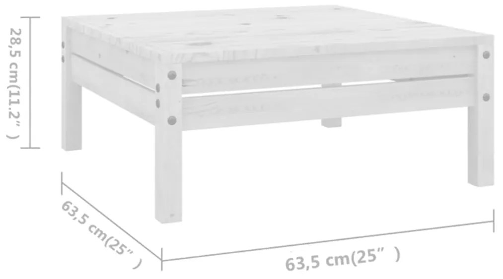 Set Salotto da Giardino 11 pz in Legno Massello di Pino Bianco