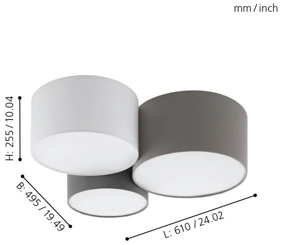 Eglo 97479 - Plafoniera PASTORE 3xE27/60W/230V