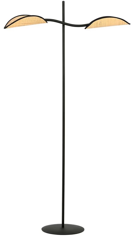 Piantana Contemporaneo Ares Acciaio Nero Marrone 2 Luci E14 Ip20