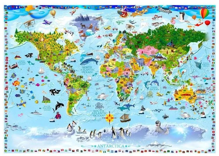 Fotomurale adesivo  Mappamondo per bambini  Larghezza x Altezza Home decor 196x140