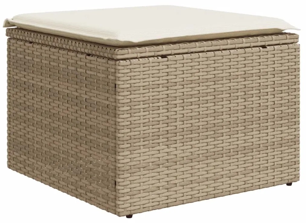 Set Divano da Giardino 10 pz con Cuscini Beige in Polyrattan