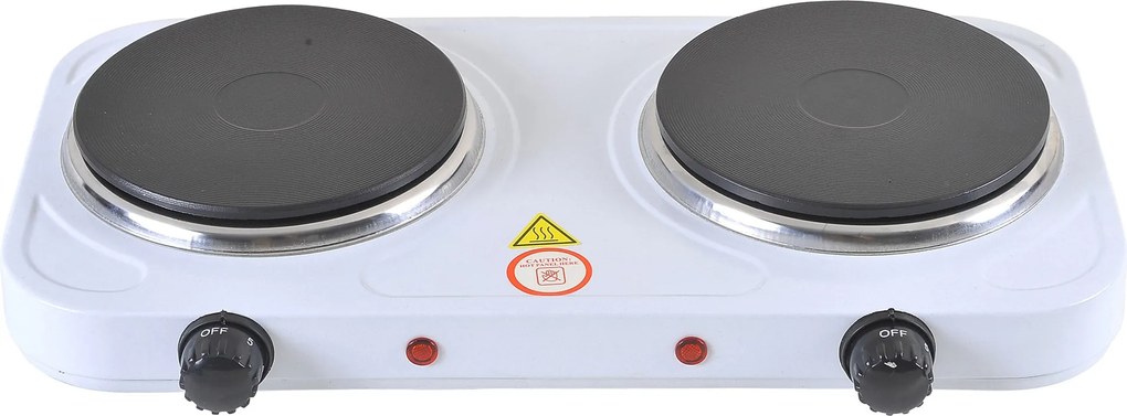 Doppia Piastra Fornello Elettrico da Campeggio 2000W Bauer Bianco...
