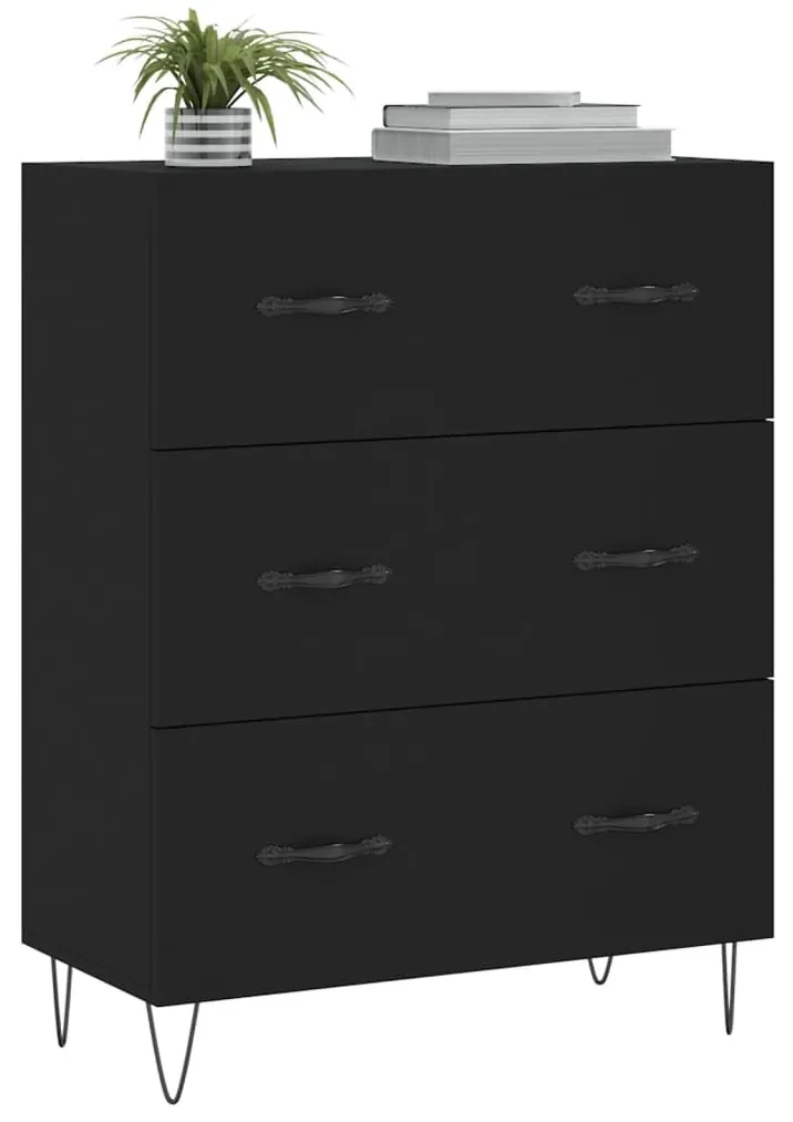 Credenza nera 69,5x34x90 cm in legno multistrato