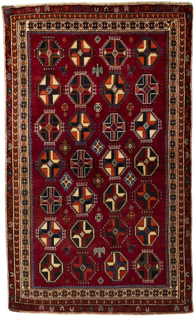 Shiraz Tappeto persiano 130x210 Rosso (Iran) Annodato A Mano