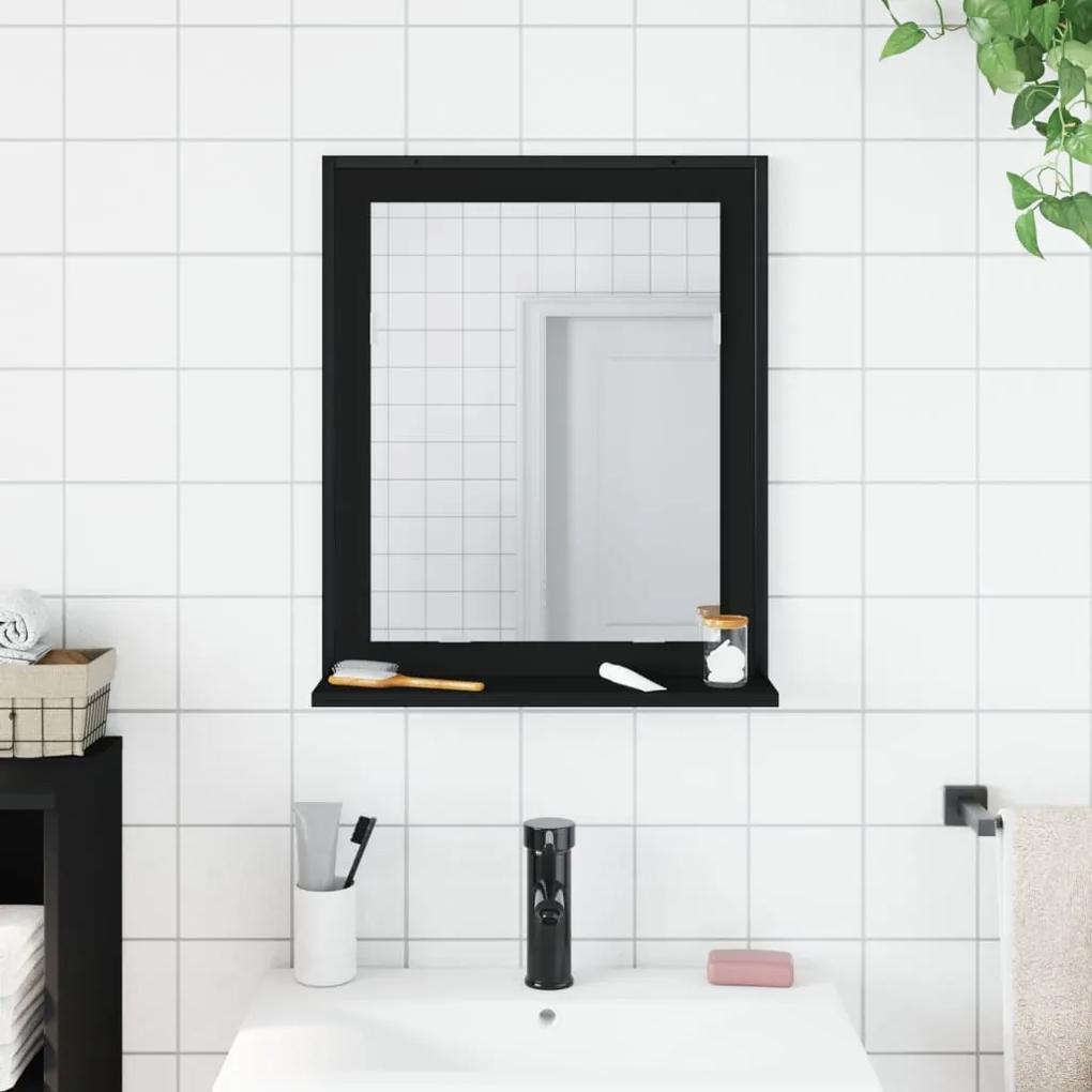 Specchio da bagno con ripiano nero 50x12x60cm legno multistrato