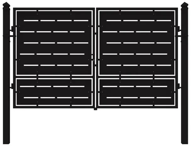 Cancello Privacy in ferro, apertura centrale, L 308.5 x H 180 cm, di colore nero