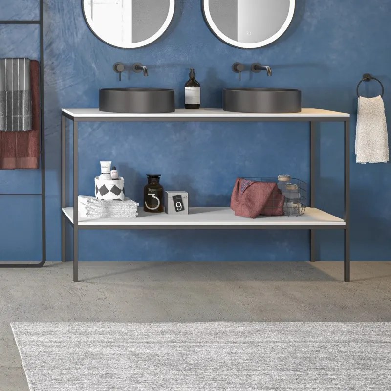 Mobile bagno metallico 135 cm con due piani NET-135 - KAMALU