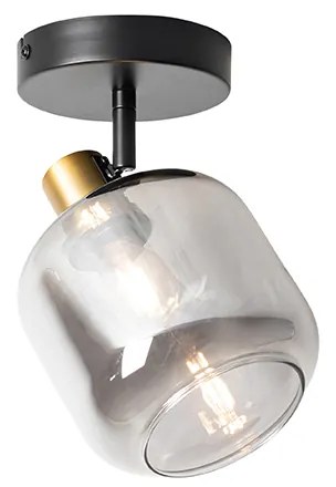 Faretto da soffitto di design nero con oro e vetro fumé - Zuzanna