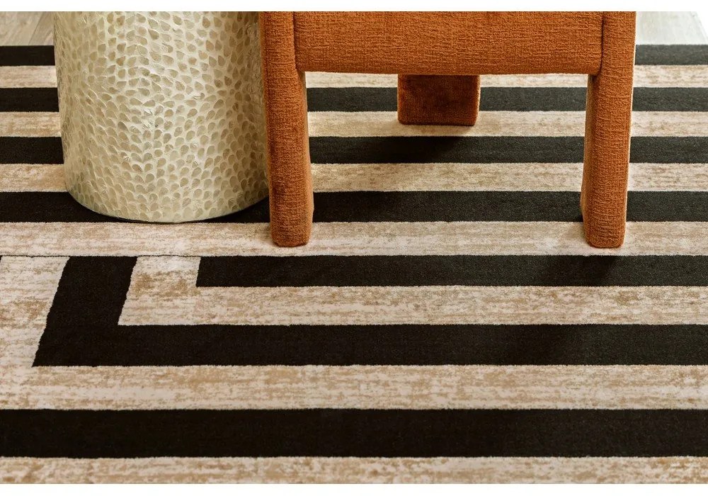 Tappeto nero/beige in lana 170x240 cm Agnus Art Deco II – Agnella