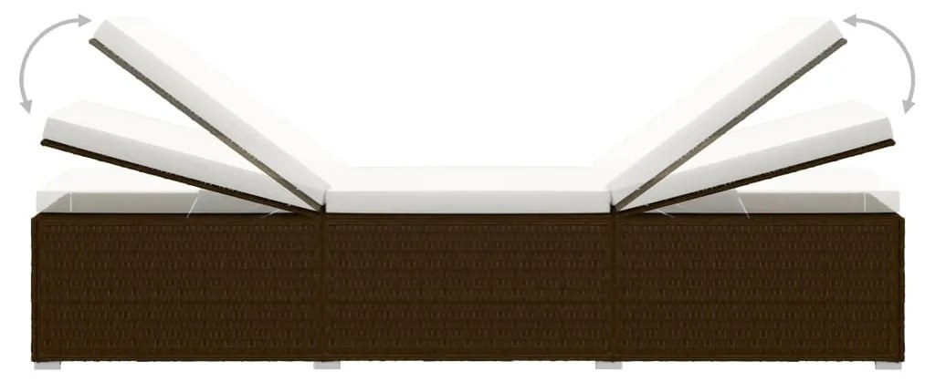 Lettini Prendisole con Tavolino 3 pz in Polyrattan Marrone