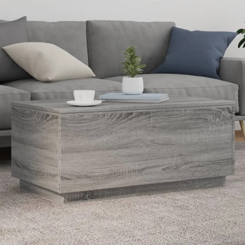 Tavolino Da Soggiorno Con Luci Led Grigio Sonoma 90x50x40 Cm /