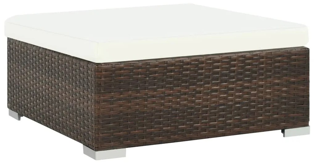 Set divani da giardino 7 pz con cuscini in polyrattan marrone