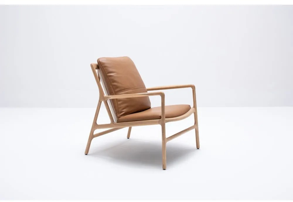 Poltrona in pelle di colore marrone-naturale Dedo - Gazzda