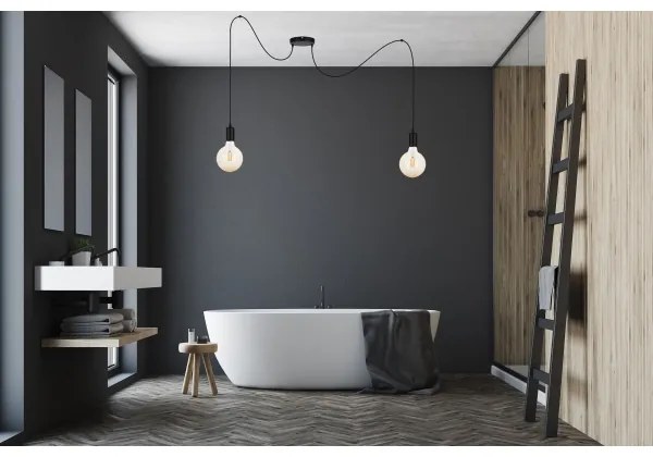 Lampadario a sospensione con filo MIROS 2xE27/60W/230V ragno nero