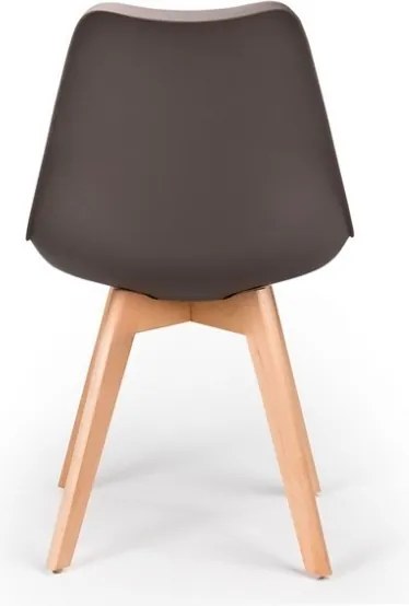 Sedia Nordica Marrone Caffè Con Gambe In Legno E Cuscino Design Moderno