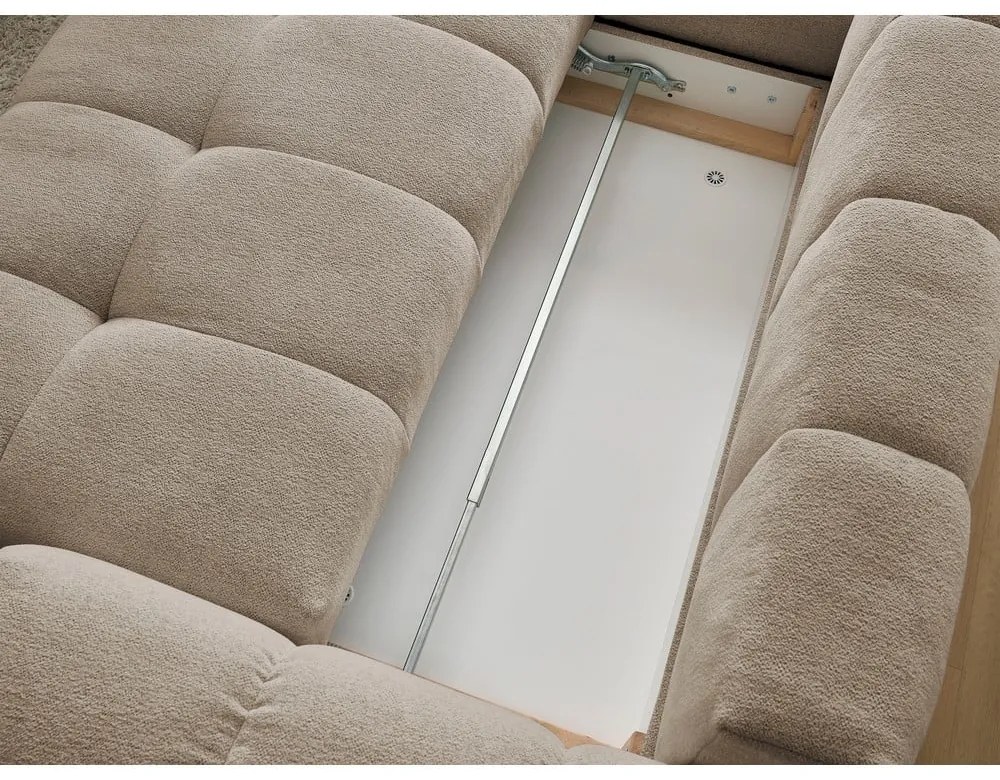 Divano angolare grigio tortora allungabile e con contenitore (penisola a sinistra/a L) con rivestimento in ciniglia Everest – Bobochic Paris